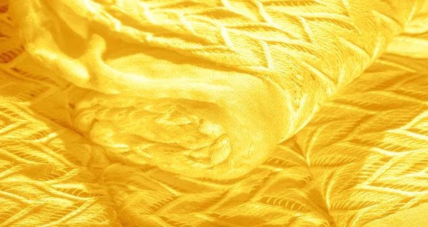 Текстура Фон Узор Шелковая Ткань Желтый Кружевной Тюль Бриллиантовый Шарф — стоковое фото