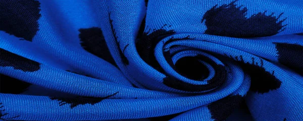 Doku Arkaplan Desen Kartpostal Ipek Kumaş Siyah Kalp Dokusundan Mavi — Stok fotoğraf