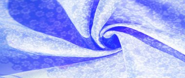 Doku, desen, beyaz arkaplanda mavi ipek kumaş, beyaz arkaplan dekoratif kursunda çiçek desenli siluet, kartpostal duvar kağıdı tasarımı. Projeniz başarılı olacak. İlham verici