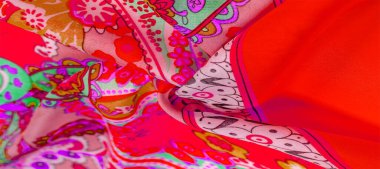 Doku, arkaplan, desenli ipek kumaş, Hint teması geleneksel şal desenli elementleri bohem desenli, dekoratif kumaş tasarım ve aksan projeleriniz için, çok renkli.