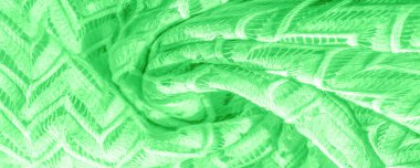 Doku, arkaplan, desen, ipek kumaş, yeşil, katmanlı dantel tül, sonsuzluk döngüsü şeklinde elmas işlemeli eşarp.