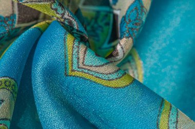 desen, arkaplan, çok renkli ipek kumaş ve turkuaz arka planda desenler.,