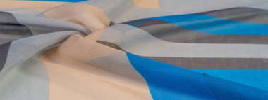 Doku, arka plan, ipek kumaş deseni, dikdörtgen eşkenar dörtgen, bohem baskı, tasarım ve proje aksan için dekoratif kumaş, çok renkli Grunge mavi masmavi bej gri