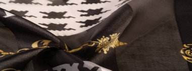 Arkaplan dokusu, dekoratif süs, ipek kumaş tarçın bej ve sarı, resim, geometrik, çiçekli veya diğer elementlerin kombinasyonunun grafik dekorasyonu.