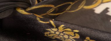 Arkaplan dokusu, dekoratif süs, ipek kumaş tarçın bej ve sarı, resim, geometrik, çiçekli veya diğer elementlerin kombinasyonunun grafik dekorasyonu.