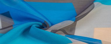 Doku, arka plan, ipek kumaş deseni, dikdörtgen eşkenar dörtgen, bohem baskı, tasarım ve proje aksan için dekoratif kumaş, çok renkli Grunge mavi masmavi bej gri