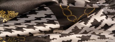 Arkaplan dokusu, dekoratif süs, ipek kumaş tarçın bej ve sarı, resim, geometrik, çiçekli veya diğer elementlerin kombinasyonunun grafik dekorasyonu.