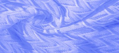 Doku, arkaplan, desen, ipek kumaş mavi, katmanlı dantel tül, birinci sınıf elmas örülmüş atkı sonsuz döngü şeklinde.