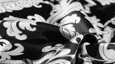 desen, arkaplan, monogram desenli siyah ipek kumaş filigran kumaşın zarif deseni uzun bir süre seni memnun edecek.