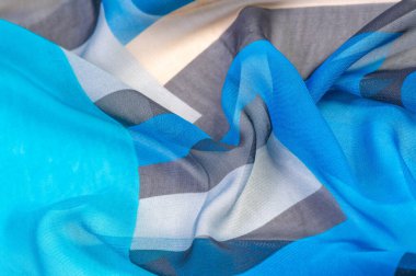 Doku, arka plan, ipek kumaş deseni, dikdörtgen eşkenar dörtgen, bohem baskı, tasarım ve proje aksan için dekoratif kumaş, çok renkli Grunge mavi masmavi bej gri