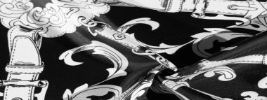 desen, arkaplan, monogram desenli siyah ipek kumaş filigran kumaşın zarif deseni uzun bir süre seni memnun edecek.