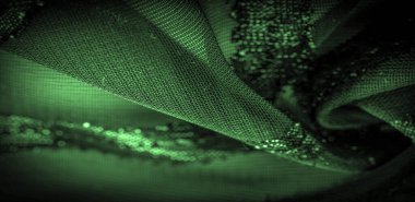 Doku arkaplan resmi. Kumaş şeffaf zümrüt yeşili. Parlak doğuştan gelen çizgileri var..