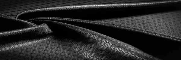 Struttura Dello Sfondo Motivo Tessuto Seta Nero Con Piccolo Motivo — Foto Stock