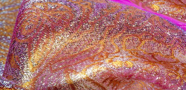 Texture Background Pattern Pink Brocade Fabric Organza Brocade Fabric Shepherd — Stock Photo, Image