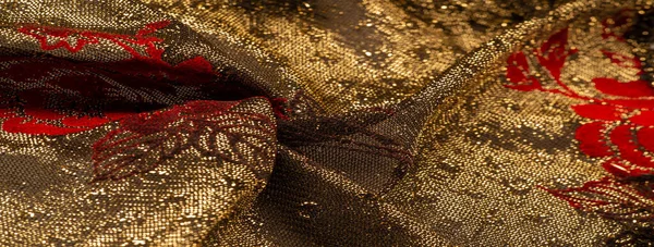 Textura Fundo Padrão Renda Com Lantejoulas Ouro Padrão Renda Elástica — Fotografia de Stock