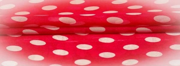 Struttura Dello Sfondo Ornamento Decorativo Tessuto Pois Rosso Pois Bianchi — Foto Stock