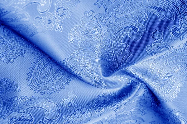 Textura Fundo Padrão Tecido Azul Seda Luxo Seu Melhor Macio — Fotografia de Stock