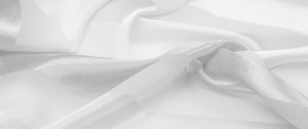 Textuur Achtergrond Witte Zijde Gestreepte Stof Met Een Metallic Glans — Stockfoto