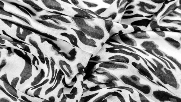 Текстура Фон Візерунок Шовкова Тканина Чорно Білий Відтінок Леопардний Принт — стокове фото