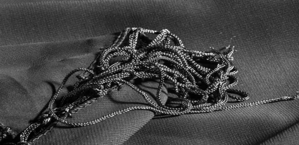 Background Texture Silk Fabric Natural Black Scarf Beautiful Nylon Satin — Stock Photo, Image