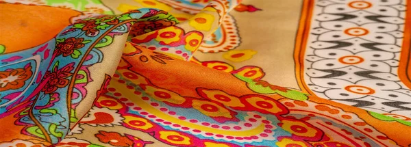 Textura Fundo Tecido Seda Paisley Temas Indianos Ornamentam Elementos Paisley — Fotografia de Stock