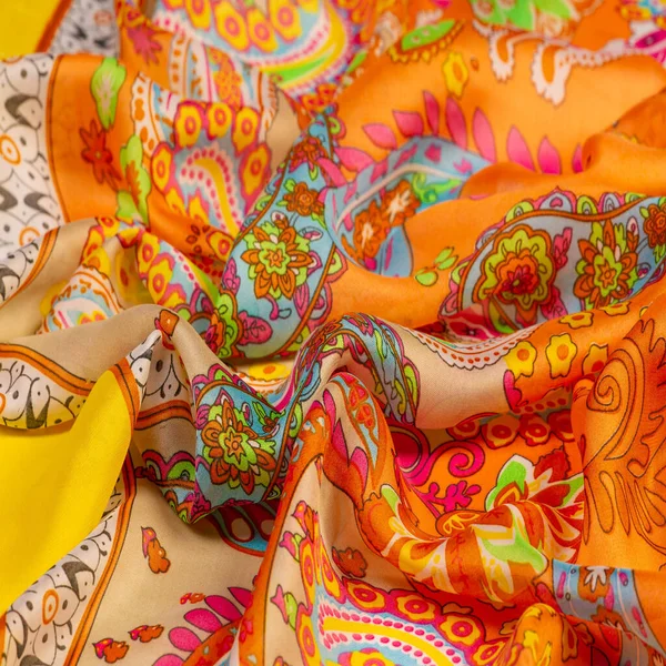 Textur Hintergrund Paisley Seidenstoff Indische Motive Verzieren Traditionelle Paisley Elemente — Stockfoto
