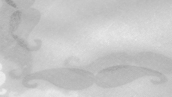 Texture Fond Tissu Soie Blanche Avec Moustache Dessin Animé Peint — Photo