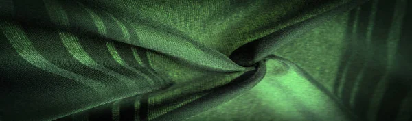 Struttura Dello Sfondo Ornamento Decorativo Tessuto Verde Seta Con Strisce — Foto Stock