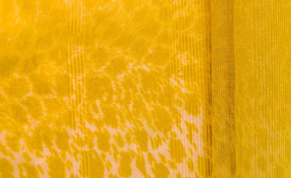 Texture Background Pattern White Yellow Silk Fabric Textile Its Properties — Stock Photo, Image