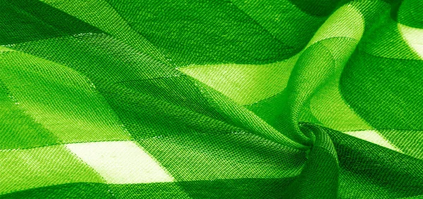 Шовковий Шарф Жіночий Зелений Колір Металевою Смужкою Шорф Прикрашений Делікатним — стокове фото
