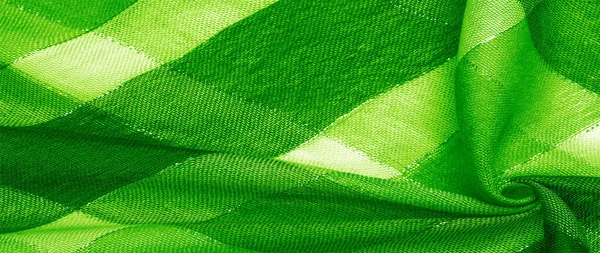 Шовковий Шарф Жіночий Зелений Колір Металевою Смужкою Шорф Прикрашений Делікатним — стокове фото
