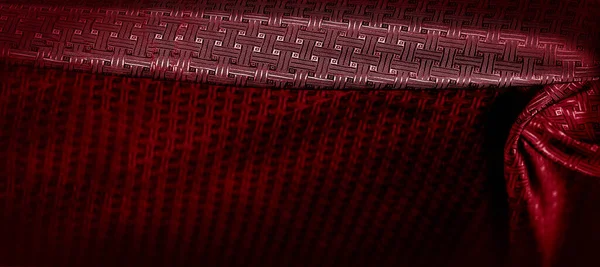 Texture Fond Motif Tissu Soie Rouge Avec Petit Motif Carreaux — Photo