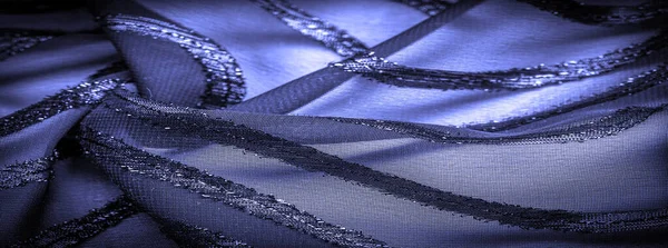 Texture Immagine Sfondo Tessuto Trasparente Blu Scuro Con Strisce Luminosamente — Foto Stock