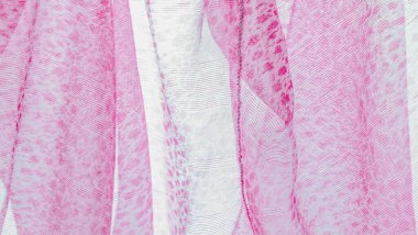 Beyaz kırmızı rengin dokusu, arkaplanı, deseni, ipek kumaşı tekstil. Özellikleri, daha esnek ve tasarlanması daha kolay olduğu için dokuma malzemesinden farklıdır..