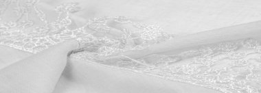 Doku, arkaplan, desen, kartpostal, ipek kumaş, dantel ambalajlı kadın beyaz atkısı. Yazdırma ve dijital materyallerinizi oluşturmak için bu süslü resimleri kullanın.