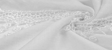 Doku, arkaplan, desen, kartpostal, ipek kumaş, dantel ambalajlı kadın beyaz atkısı. Yazdırma ve dijital materyallerinizi oluşturmak için bu süslü resimleri kullanın.