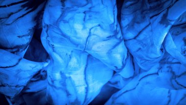 doku, arkaplan, desen, soyut baskılı mavi ipek kumaş, zemin, bağlam, düşkün, folyo, alan