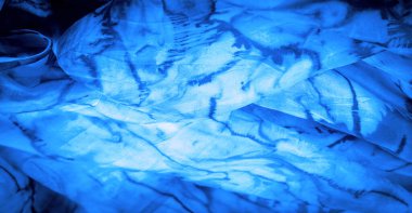 doku, arkaplan, desen, soyut baskılı mavi ipek kumaş, zemin, bağlam, düşkün, folyo, alan