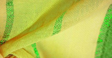 Arkaplan dokusu, süs, arkaplan, ipek kumaş, büyük sarı şeritler, zümrüt altından bir şeritle ayrılmış, bu kumaş tasarımını süsler, en iyisi olacaksın.