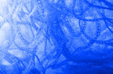 Doku arka planı, desen. Mavi kumaş örgü içinde, tasarımınız için çok güzel dekoratif bir kumaş. Duvar kağıdı, tasarım ve daha fazlası için kullanılabilir. Maviyi seviyorsan, bu kumaşı seveceksin.