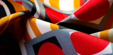 Doku modeli. Geometrik soyut formda ipek kumaş. İpek ördeğe ekran baskısı; Bu çok yönlü orta ağırlık kumaşı projeleriniz için mükemmeldir. Bir tasarım oluşturun. Olasılıklar sonsuz