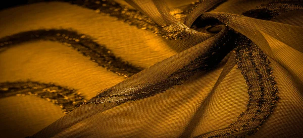 Dekorun Süsü Kumaş Şeffaf Hardal Sarısıdır Parlak Doğuştan Gelen Çizgilerle — Stok fotoğraf