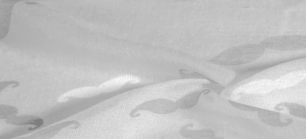 Текстурний Фон Біла Шовкова Тканина Намальованими Карикатурними Вусами Крем Яні — стокове фото