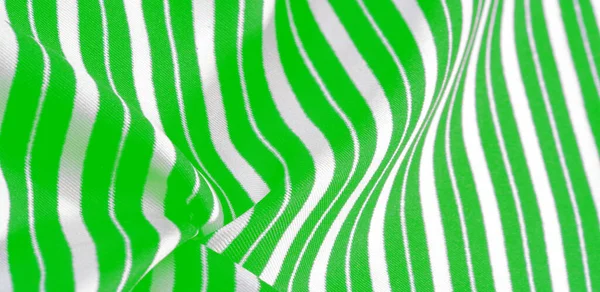Silk Striped Fabric Green White Stripes Beautiful Super Soft Medium — Stock Photo, Image