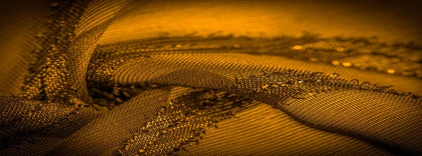 Ornamento Decoración Tela Color Amarillo Mostaza Transparente Con Rayas Brillantes — Foto de Stock