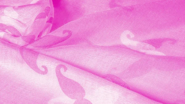 Textura Pozadí Růžové Hedvábí Tkaniny Malovaným Kresleným Knírem Geekly Knír — Stock fotografie