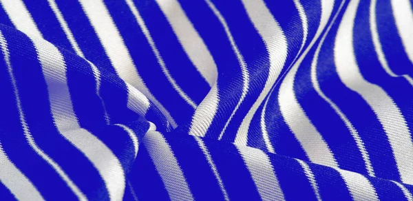 Seidengestreifter Stoff Blau Weiße Streifen Diese Wunderschöne Superweiche Mittelgroße Seidenmischung — Stockfoto
