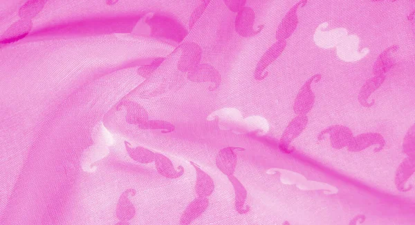 Текстура Background Pink Silk Fabric Painted Cartoon Mustache Geekly Mustache — стокове фото