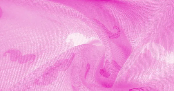 Fundo Textura Tecido Seda Rosa Com Bigode Desenhos Animados Pintados — Fotografia de Stock