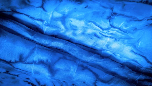 Faktura Tło Wzór Niebieska Jedwabna Tkanina Abstrakcyjnym Nadrukiem Szlifowane Kontekst — Zdjęcie stockowe